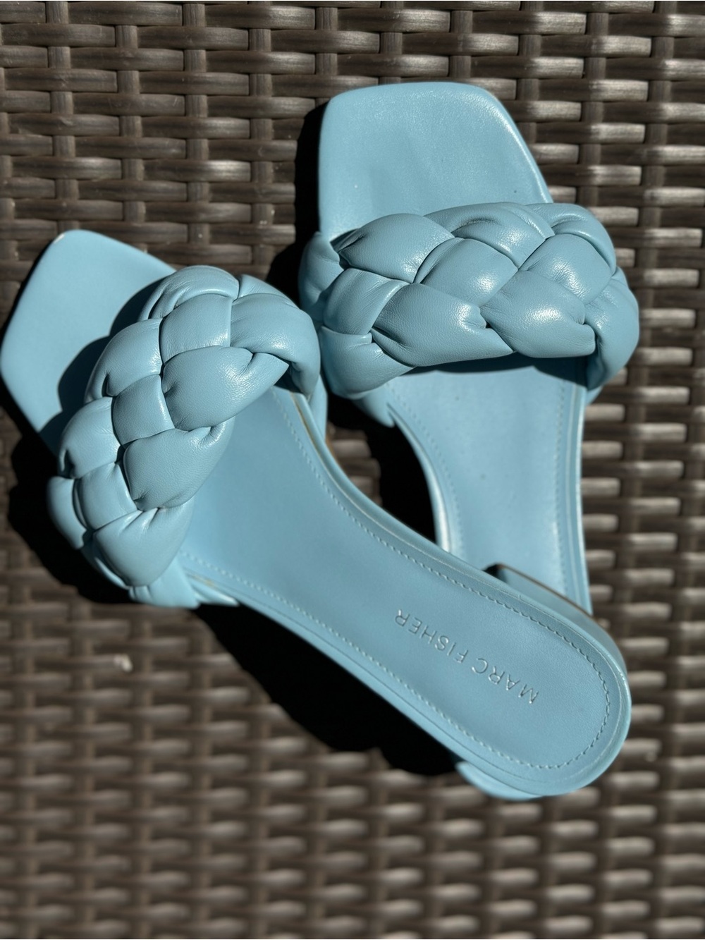 Marc Fisher Braided Slide Sandals in Light Blue
